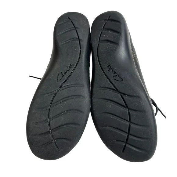 Clarks Collection Black Leather Lace Up Comfort Shoes Women's 9M boho casual - Picture 8 of 8